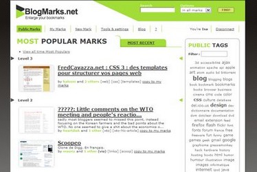 L'interface publique de Blogmarks, comme un blog